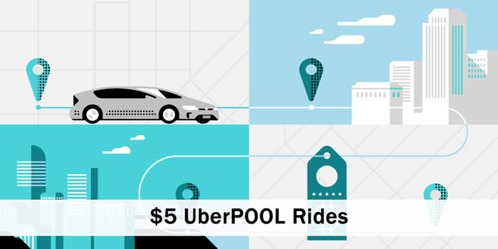 Featured image for Uber: $5 Rides to Anywhere with uberPOOL (Fridays, 7am to 7pm) from 5 - 26 Aug 2016