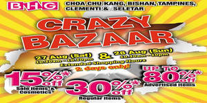 Featured image for (EXPIRED) BHG: Crazy Bazaar – 30% Off Reg-Priced Items & More at Selected Outlets from 27 – 28 Aug 2016