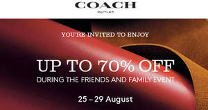 Featured image for (EXPIRED) Coach: Friends & Family Sale – Up to 70% Off at IMM from 25 – 29 Aug 2016