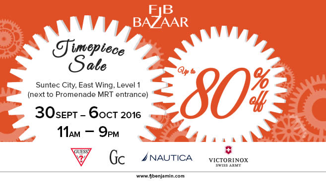 Featured image for FJB Bazaar Timepiece Sale - Up to 80% OFF GUESS, Gc, Nautica, Victorinox & more from 30 Sep - 6 Oct 2016