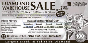 Featured image for (EXPIRED) Siang Hoa Jewellery: Diamond Warehouse Sale from 13 – 16 Oct 2016