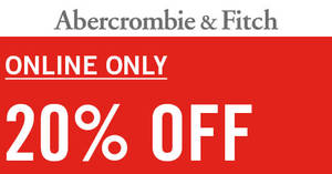 Featured image for (EXPIRED) Abercrombie & Fitch offers 20% off $175 spend with free shipping online for one-day on 11 Nov 2016
