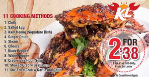 Featured image for (EXPIRED) Indulge in two Sri Lanka crabs for $38 at KL Delight Seafood Restaurant located at Geylang