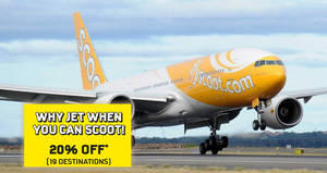 Featured image for (EXPIRED) Save 20% off selected Scoot fares with this promo code valid today only on 30 Nov 2016