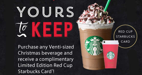 Featured image for Starbucks is offering free exclusive 2016 Red Cup Card with any Venti Christmas drink from 10 Nov 2016