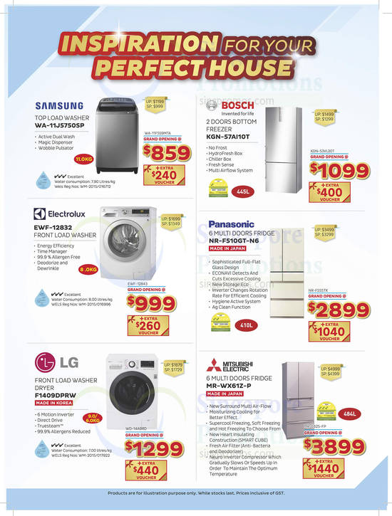 Fridge, Washer, Samsung, Mitsubishi Electric, Bosch, Audio House 29 Dec 2016