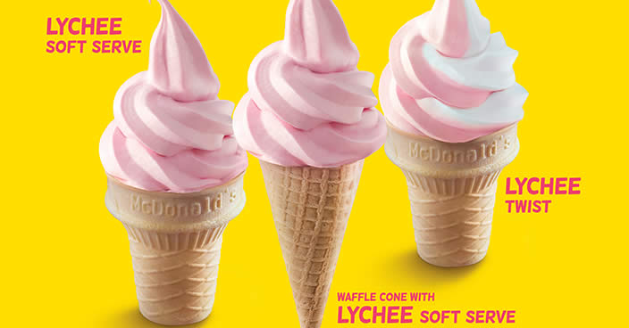 Featured image for New Lychee soft serve and Lychee Twist available at McDonald's Dessert Kiosks from 30 Dec 2016