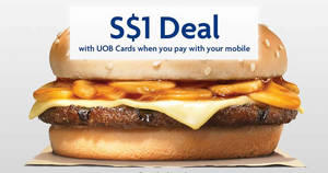 Featured image for (EXPIRED) Burger King: $1 Mushroom Swiss Burger (Single) deal with UOB mobile payments from 13 – 17 Mar 2017