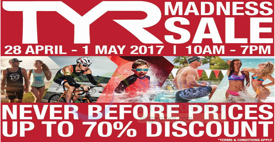 Featured image for TYR's Madness Sale offers discounts of up to 70% off! Happening from 28 Apr - 1 May 2017