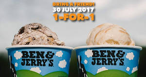 Featured image for (EXPIRED) Ben & Jerry’s: 1-for-1 ice cream scoops at ALL outlets on 30 July 2017!