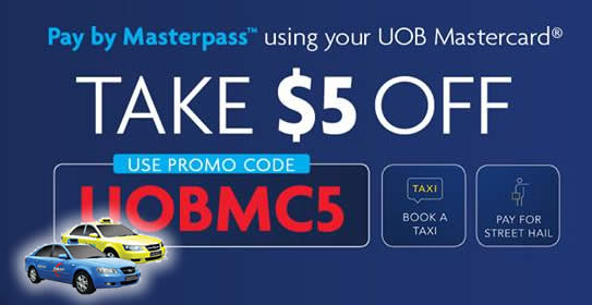 Featured image for ComfortDelGro App: $5 off when you pay via MasterPass with UOB MasterCard! From 25 Oct - 31 Dec 2017