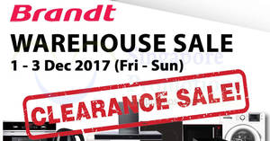 Featured image for (EXPIRED) Brandt warehouse clearance sale at SAFRA Tampines from 1 – 3 Dec 2017