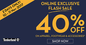 Featured image for (EXPIRED) Timberland: 40% OFF ALL apparel & footwear 48hr FLASH sale! From 10 – 11 Nov 2017