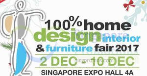 Featured image for (EXPIRED) 100% Home Design & Furniture Fair 2017 at Singapore Expo from 2 – 10 Dec 2017
