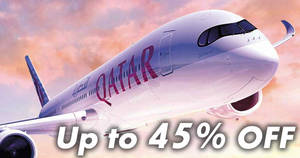 Featured image for (EXPIRED) Qatar Airways: Up to 45% OFF flights to over 150 places promo fares! Book by 31 Dec 2017