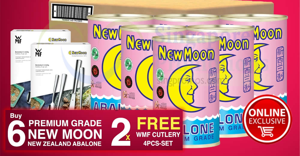 Featured image for New Moon Official E-Store: NEW Bundle deal for 6 cans of New Zealand Abalone 425g with free delivery! Valid from 6 Feb 2018