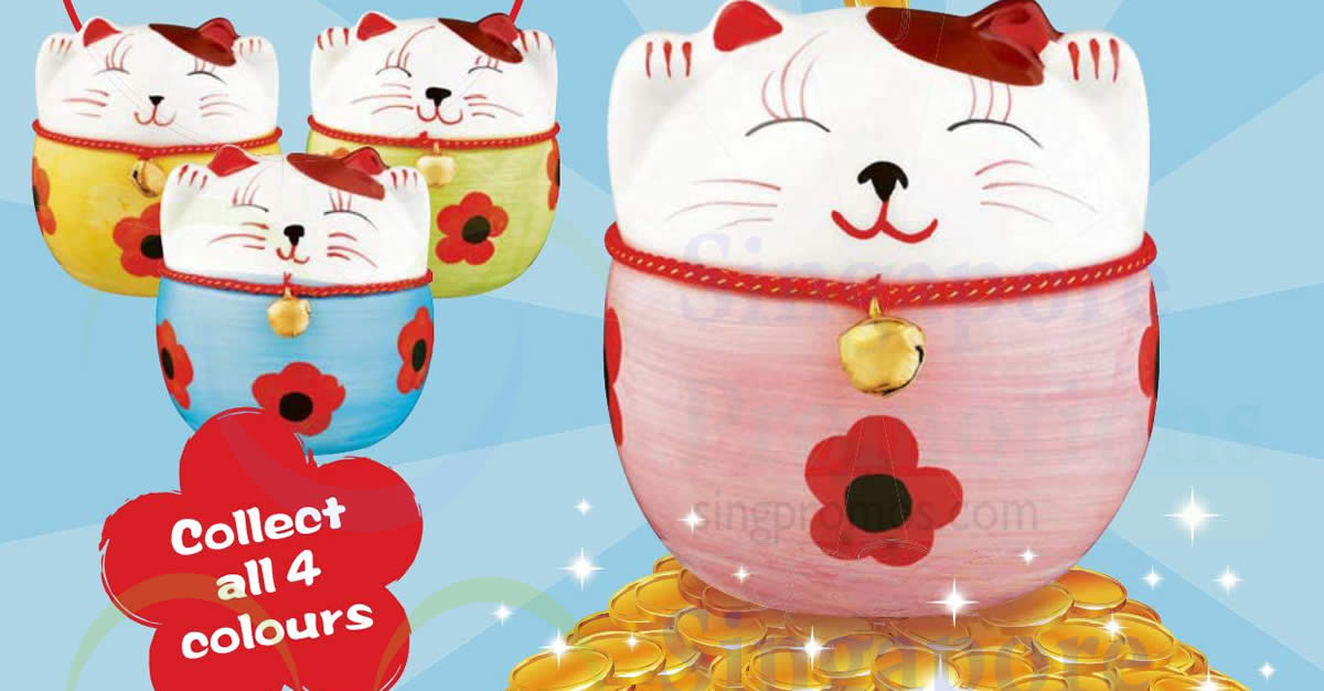 Featured image for Lucky Cat Coin Bank now available in four colours at Cheers & Fairprice Xpress till 31 May 2018