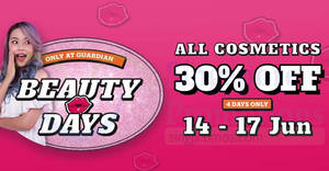 Featured image for (EXPIRED) Guardian is throwing 30% OFF all cosmetics till 17 Jun 2018