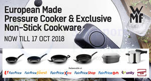 Featured image for (EXPIRED) Fairprice: Spend & redeem exclusive WMF Pressure Cooker & Non-Stick Cookware at up to 78% off till 17 Oct 2018