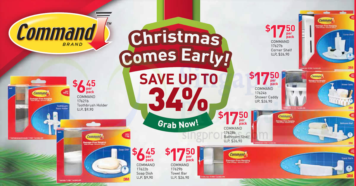 Featured image for Save up to 34% on 3M Command products at Fairprice till 20 December 2018