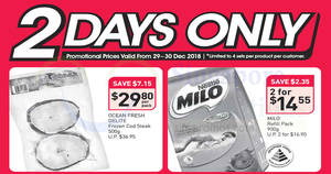 Featured image for (EXPIRED) Fairprice: 2-days offers – Ocean Fresh Frozen Cod Steak, Milo, Colgate, Dove & more! Ends 30 Dec 2018