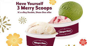 Featured image for (EXPIRED) Haagen-Dazs: Buy a double-scoop and get a free limited edition scoop till 7 December 2018