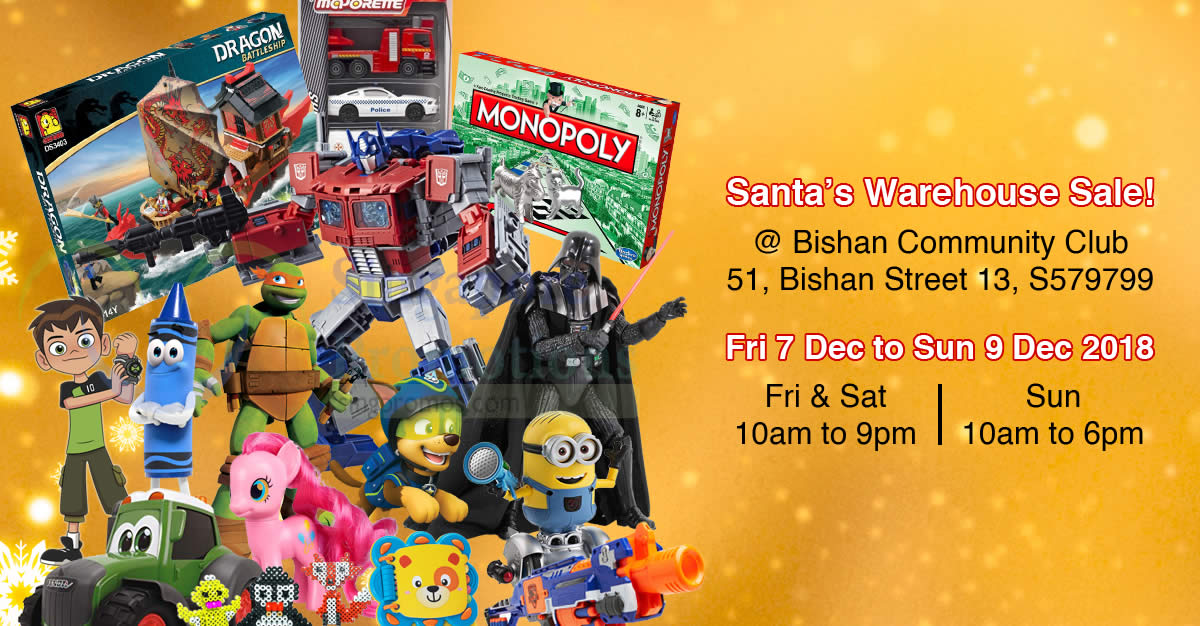Featured image for Santa's Warehouse Sale: Up to 80% off NERF, Ben10, Transformers & more from 7 - 9 Dec 2018