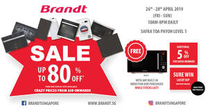 Featured image for (EXPIRED) Brandt SAFRA Toa Payoh SALE: Up to 80% off with Sure Lucky Dip prizes (26th April – 28th April 2019)