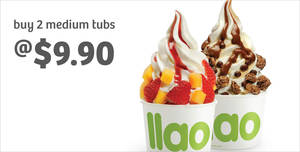 Featured image for llaollao to offer two medium tubs for only $9.90 at new Bugis Junction (1 – 4 Aug) & IMM (2 – 4 Aug) outlets