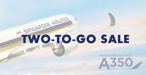 Featured image for (EXPIRED) Singapore Airlines launches NEW two-to-go fares 5-DAYS sale fr $158 all-in return to over 20 destinations! Book by 6 Aug 2019