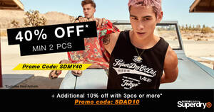 Featured image for (EXPIRED) Superdry Mid Year Sale Now On. Up to 40% OFF. Save additional 10% with min 3pcs purchase.