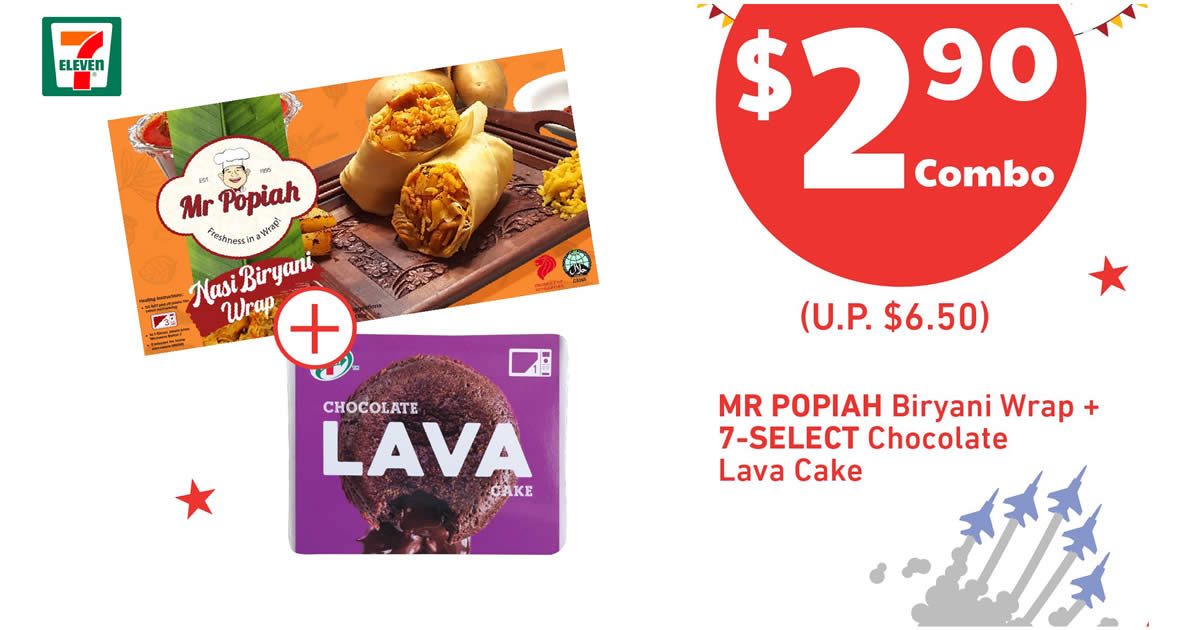 Featured image for 7-Eleven: 55% off Mr Popiah Biryani Wrap + 7-Select Choco Lava Cake combo from 14 - 17 August 2020