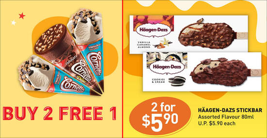 Featured image for 7-Eleven: Buy-1-Get-1-Free Häagen-Dazs Stickbar, Buy-2-Get-1-Free Wall's Cornetto and more from 19 Aug - 1 Sep 2020