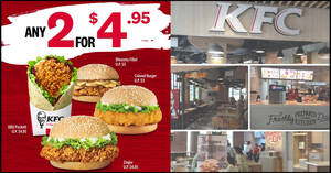 Featured image for (EXPIRED) KFC: Pick any two of your favourite burgers and wraps for just under $5. From 17 August 2020