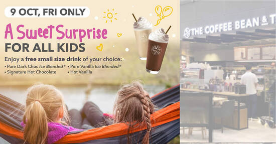 Featured image for The Coffee Bean & Tea Leaf S'pore is giving away free drinks to kids at all outlets on Friday, 9 October 2020