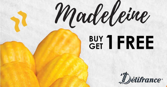 Featured image for Delifrance: Enjoy 1 for 1 Madeleine at all retail outlets from 26 - 29 Nov 2020