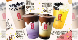Featured image for (EXPIRED) Gong Cha: $3 drinks including Pearl Milk Tea (L) & more at Singpost Centre till 1 Dec 2020