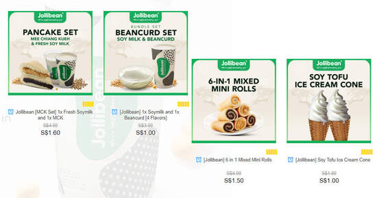 Featured image for Jollibean: $1 Beancurd Set, $1.50 Mixed Mini Rolls & more deals redeemable at 23 outlets (From 25 Nov 2020)