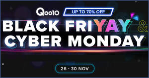 Featured image for (EXPIRED) Qoo10: Black Friday – grab $10, $30 & $100 cart coupons daily till 29 Nov 2020