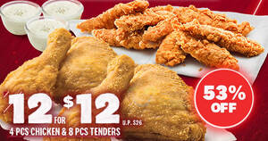 Featured image for (EXPIRED) KFC Delivery: $12 Chicken & Tenders Bucket deal till 13 Dec 2020
