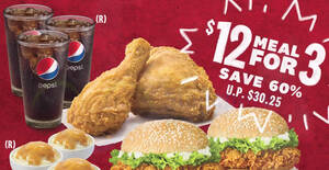 Featured image for (EXPIRED) KFC: $12 for 2pcs Chicken, 2 Zingers and 3 servings of regular Whipped Potato and drinks on 12 Dec 2020