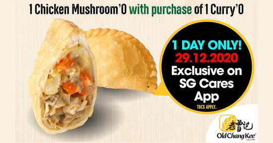 Featured image for Old Chang Kee: Buy 1 Curry'O and get 1 Chicken Mushroom'O for FREE on 29 Dec 2020
