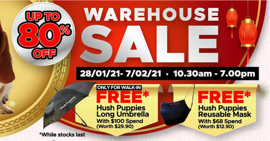 Featured image for Hush Puppies Apparel Up To 80% Off Warehouse Sale from 28 Jan - 7 Feb 2021