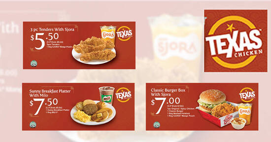 Featured image for Texas Chicken: Enjoy set meals from $5.50 with these discount coupon deals valid till 31 May 2021