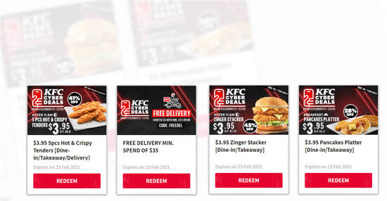 Featured image for KFC: $3.95 Zinger Stacker, $3.95 Pancakes Platter, Free Delivery and more online specials till 23 Feb 2021