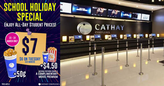 Featured image for Cathay Cineplexes is offering movie tickets from $6 - $7 for students till 19 March 2021