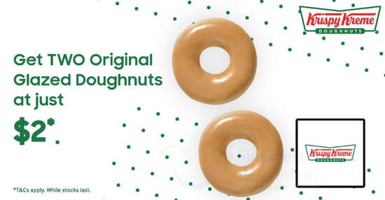 Featured image for Krispy Kreme: Get a pair of Original Glazed Doughnuts for just $2 for Samsung Members till 31 May 2021