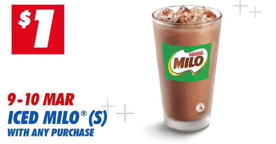 Featured image for McDonald's: Enjoy $1 Iced MILO® (S) with any purchase with My McDonald's App till 10 March 2021