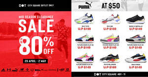 Featured image for (EXPIRED) DOT City Square has up to 80% off Adidas, Puma, New Balance and more from 29 Apr – 2 May 2021