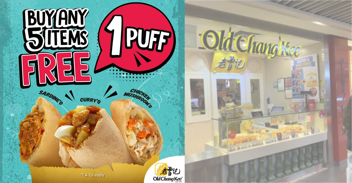 Featured image for Old Chang Kee: Free puff with purchase of any five items at all outlets till 31 May 2021